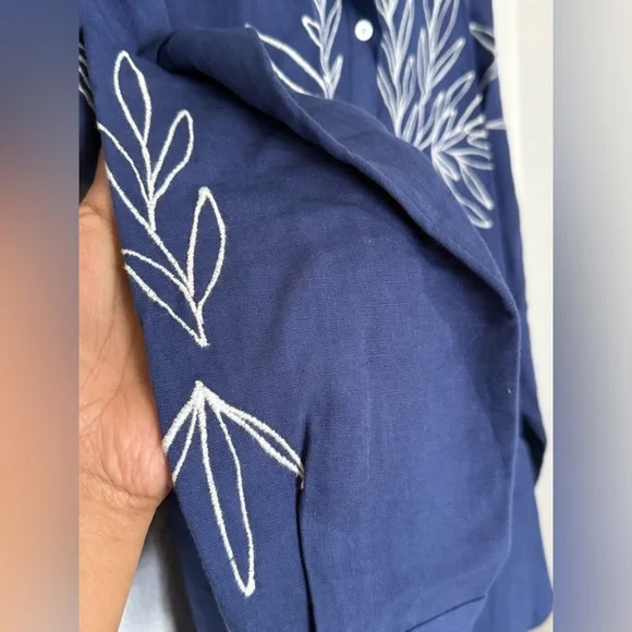 Sézane -Sézane x Roberto Ruspoli Maxy long-sleeved printed shirt linen blend-38 - Picture 5 of 13